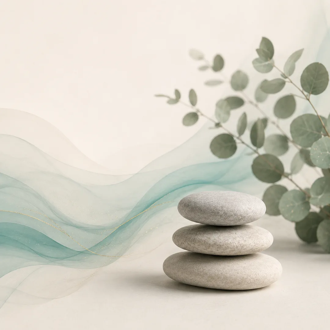 Smooth stones resting on rippled sand